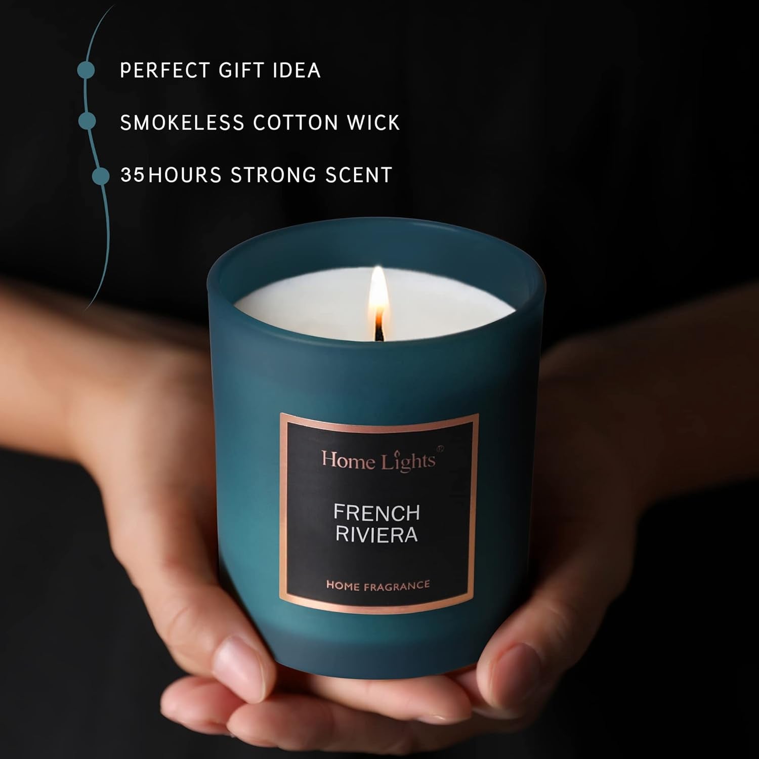 Homelights Luxury Scented Candle, Natural Soy Wax, Home Fragrance Decor Gift,French Riviera, Medium Jar