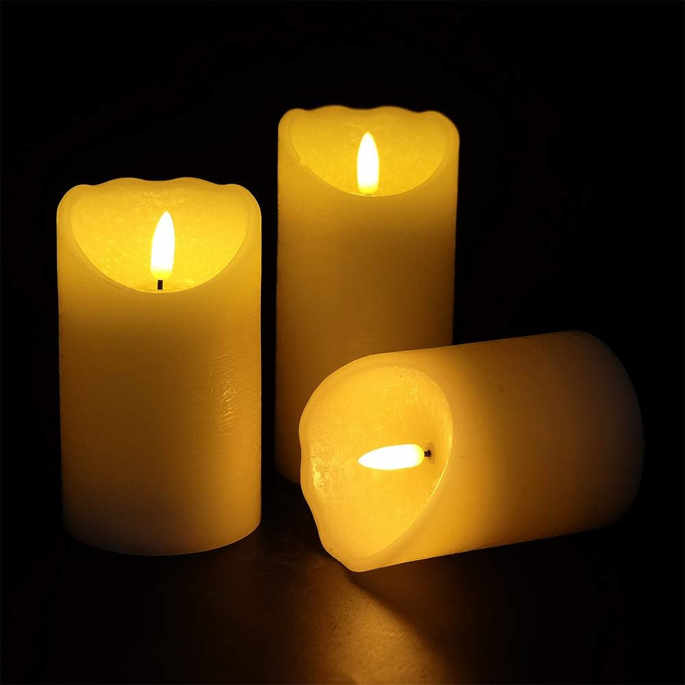 Eldnacele Luxe Pillar Candle Set – 3D Wick + Timer