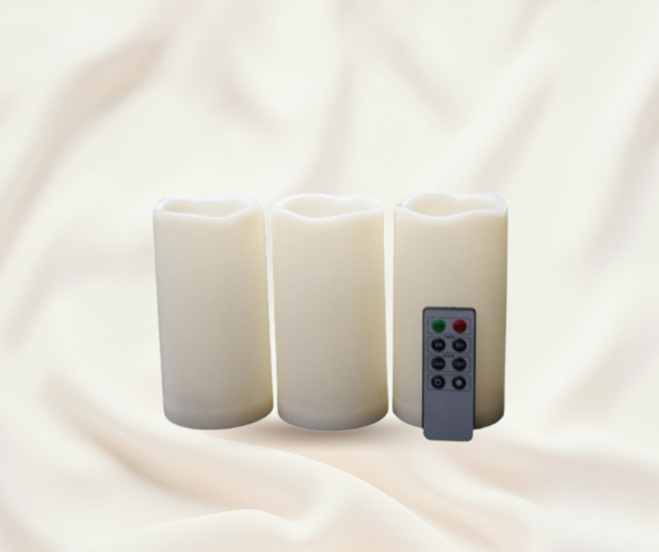 LuxeGlow Outdoor LED Pillar Candle Set – Remote & Timer (3-Pack)