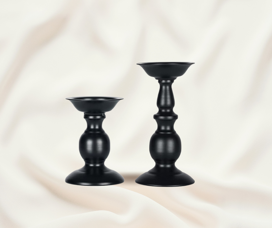 Serenity Black Metal Pillar Candle Holder Set (2-Pack)