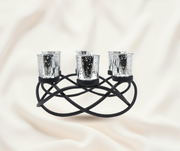 Modern Iron Table Centerpiece Candle Holder with 6 Glass Votive Cups