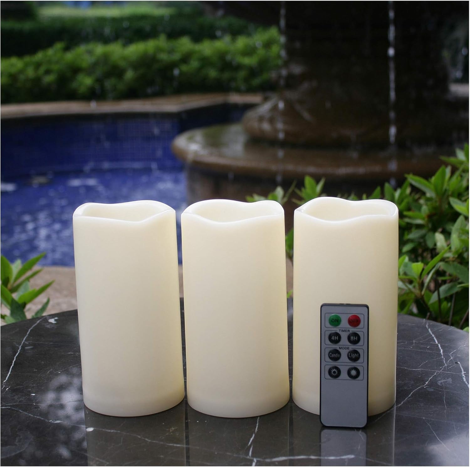 LuxeGlow Outdoor LED Pillar Candle Set – Remote & Timer (3-Pack)