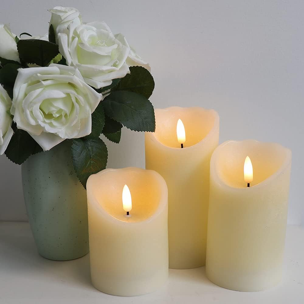 Eldnacele Luxe Pillar Candle Set – 3D Wick + Timer