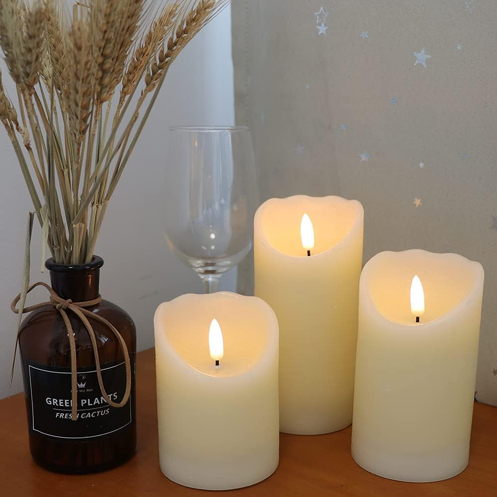 Eldnacele Luxe Pillar Candle Set – 3D Wick + Timer