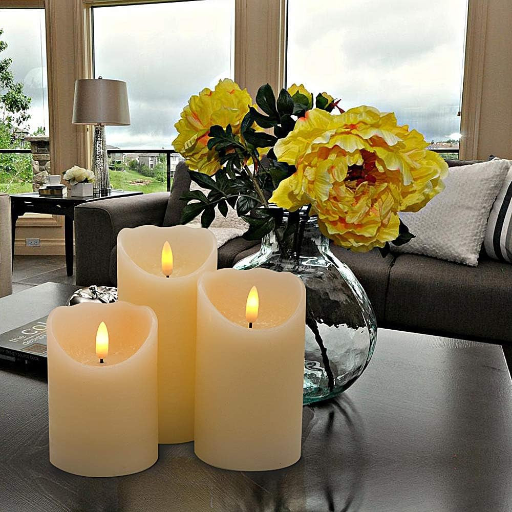 Eldnacele Luxe Pillar Candle Set – 3D Wick + Timer