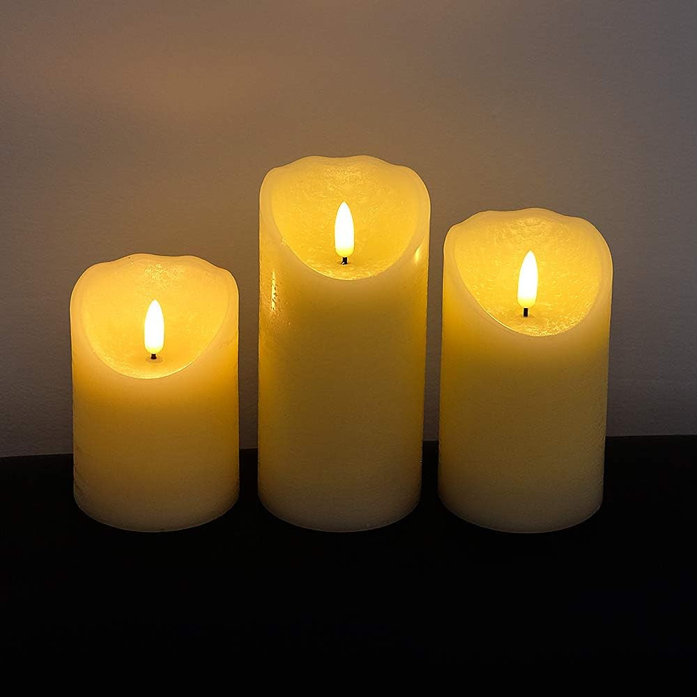 Eldnacele Luxe Pillar Candle Set – 3D Wick + Timer
